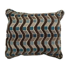 Throw Pillow Teal Brown Cream Geometric Pattern Throw Pillow